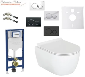 Wand WC spülrandlos Komplettset, Geberit Sigma, Tiefspüler, Betätigungsplatte - Bild 1 von 12
