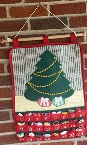 VTG 1980s Christmas Advent Countdown Calendar with 24 Cloth Decorations! - Picture 1 of 7