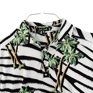 Bad Birdie Golf Poloshirt Herren große Zebrastreifen Palmen Stretch - Bild 1 von 8