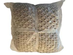 Pottery Barn Bayside Stitch Chunky Knit Throw Blanket Ivory 44" X 56" _A2_NWOT - Picture 1 of 3
