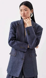 Karen Millen Oversized Single Breasted Linen Jacket Size 4-6 US - Picture 1 of 10