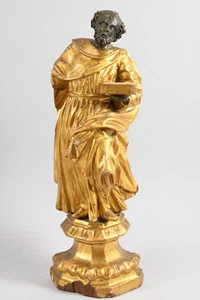 C05Y34- Barock Figur Heiliger Petrus 18.Jh Holz geschnitzt vergoldet - Bild 1 von 12