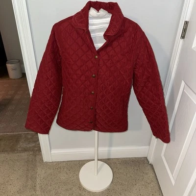 Chaqueta Van Heusen Mujer’s M Acolchada Cremallera Frontal Bolsillo Cuello Rojo Foto 1 de 4