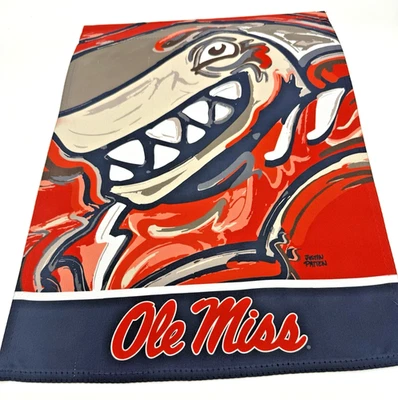 Ole Miss Rebels Suede Garden Flag Two Sided 12.5 X 18 NCAA Justin Patten - Image 1 of 3