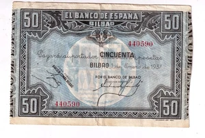 BANCO DE ESPAÑA 50 pesetas 1 enero 1937 BILBAO antefirma BANCO DE BILBAO 440590 - Imagen 1 de 2