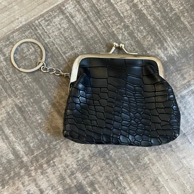 Monedero Cocodrilo Negro Repujado Llavero Beso Bloqueo Bolsa Cartera Normcore Foto 1 de 4