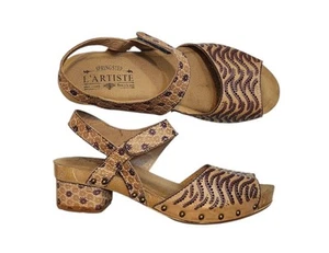 L’Artiste by Spring Step Gloga Ankle Strap leather tan & purple WMS Sz 6.5-7 - Picture 1 of 20