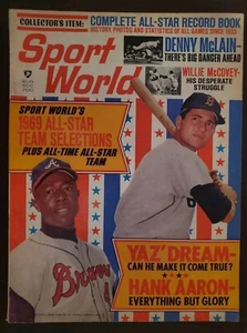 August 1969 Sport World Magazine Hank Aaron Carl "Yaz" Yastrzemski Cover - Picture 1 of 2