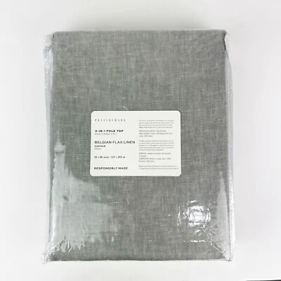 NEW Pottery Barn Belgian Flax Linen Drape "Flagstone" Gray 50"x96" Curtain - Image 1 of 4