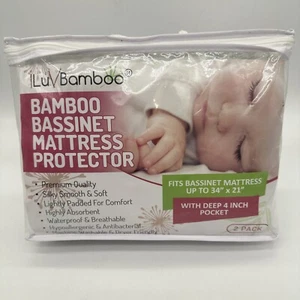 iLuvBamboo Mattress Protector Cover Bamboo Bassinet Waterproof 34 x 21" 2 Pack - Picture 1 of 3