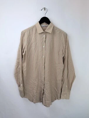 Camisa feminina LORO PIANA tamanho G IT44 100% seda listrada com botões - Imagem 1 de 4