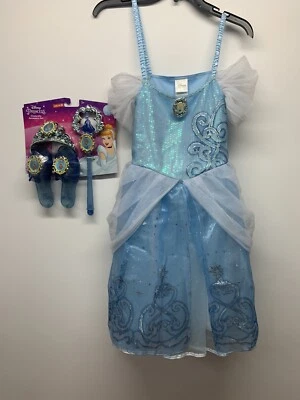 Disney Store Cinderella Costume Gown Dress Blue Child Size 7/8 + Accessories - Image 1 of 4