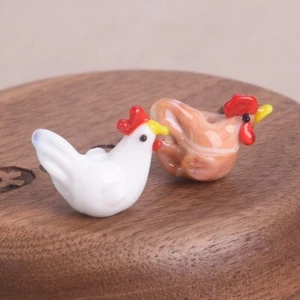2pcs Cock Hen Shape Handmade Lampwork Glass Loose Beads For Jewelry Making Lot - Picture 1 of 5