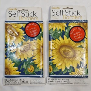 SUNWORTHY - Self Stick Wallpaper Borders - SUNFLOWERS - Lot of 2 - 30 ft total - Picture 1 of 6