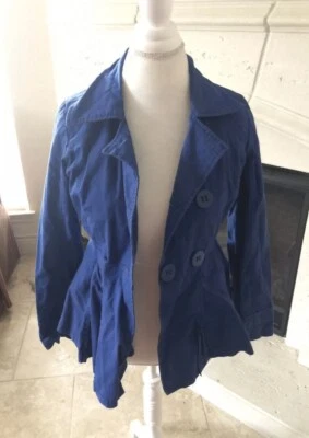Nine West Womens Blue Coat Jacket Button Size Small Rain Like - Image 1 of 4