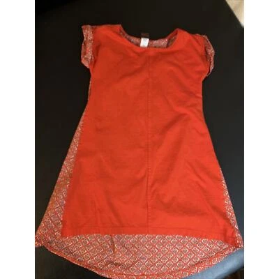 Tea Collection Girls Dress Red High Low Medallion Size 5 - Image 1 of 4