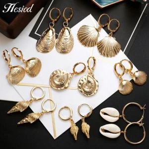 Orecchini pendenti stella marina conchiglia -colore oro conchiglia mare spiaggia orecchino donna gioielli - Foto 1 di 15