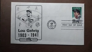 Lou Gehrig 1st Day Of Issue Stamp & Envelope.First Day Of Issue Lou Gehrig Stamp - Picture 1 of 1