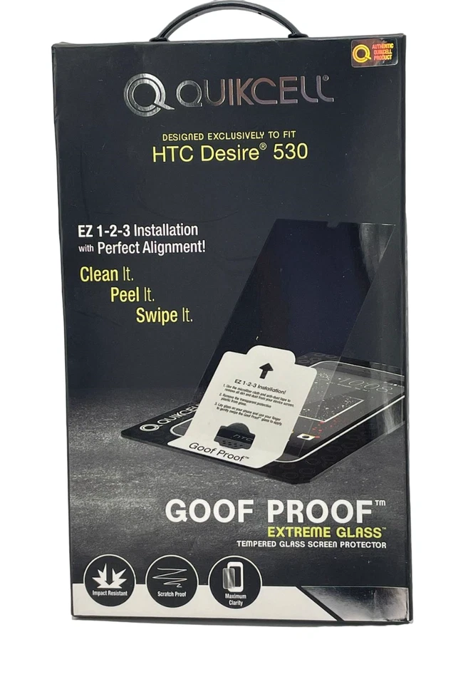 Protector de pantalla de vidrio extremo Quikcell Goof Proof para HTC Desire 530 Foto 1 de 4