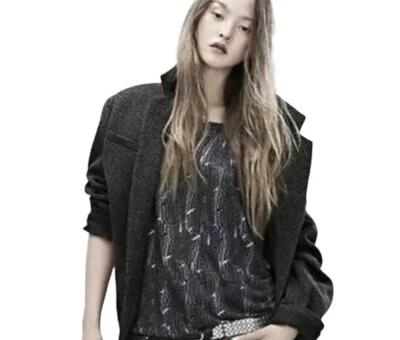 Camiseta sin mangas Isabel Marant Pour H&M con estampado de plumas de lino talla 42 talla 12 EE. UU. NUEVA CON ETIQUETAS Foto 1 de 4