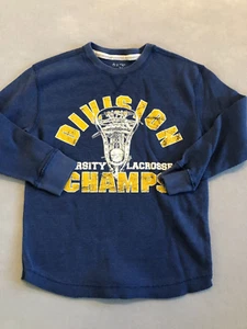 Division Champs Shirt Boy's Medium 10/12 Waffle Knit Long Sleeve Varsity Lacross - Picture 1 of 4