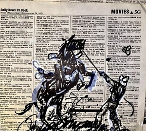 ORIGINAL Walt LaRue Doodles On His Morning Paper - Picture 1 of 1