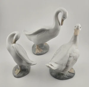 Lote de 3 Estatuillas Nao By LLADRO Vintage Porcelana Gansos Blancos España - Imagen 1 de 15