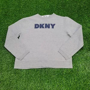 Vintage DKNY Sweatshirt Womens Large 22x21 Baggy Boxy Gray Cotton Poly Fleece - Picture 1 of 11
