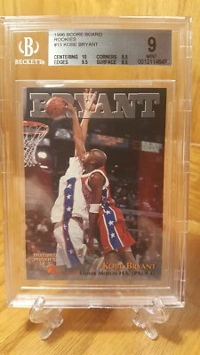 1996 Score Board Kobe Bryant Rookie Card #15 - BGS 9 MINT with 1(10), 2(9.5) $$$ - Image 1 of 4