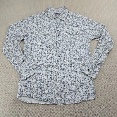 Huntington Beach Club Shirt Mens Medium White Floral AOP Long Sleeve Button Up - Image 1 of 4