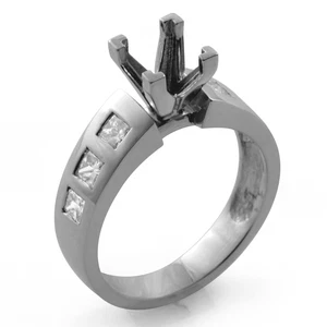 Anillo de compromiso de diamantes de boda con montura G princesa VS2 0,50 quilates de oro blanco de 14 k  - Imagen 1 de 2