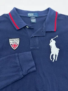 Polo Ralph Lauren Classic Fit Rugby Long Sleeve Blue Red Youth XL - Picture 1 of 10