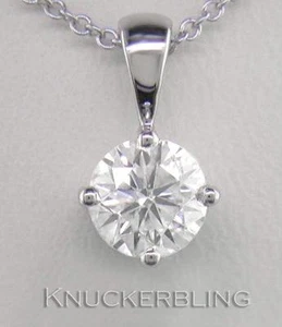0.70ct F SI Exc Round Brilliant Cut Diamond Pendant with Chain, 18ct White Gold - Bild 1 von 1
