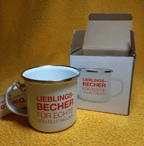 Emailletasse "Lieblingstasse für Echte Vollblut-Helden" / Blutspenden NEU OVP - Bild 1 von 6