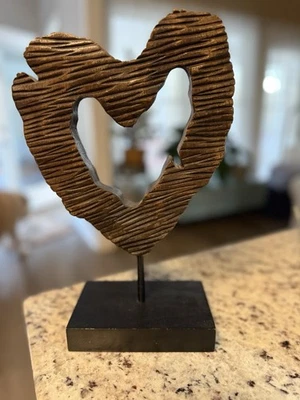 Escultura de corazón de amor de granja tallada en madera regalo aniversario boda Navidad Foto 1 de 4