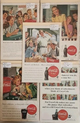 Lot of 5 COCA-COLA National Geographic 1940'S Full Back Page COKE Ads  - Image 1 of 4