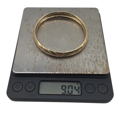 Brazalete Brazalete Bisagras Oro Amarillo 14K con Detalles Chevron Grabados - Probado Foto 1 de 4