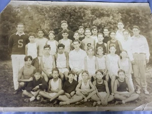 Antique 1920s Boys Sports Team Photograph – Large Group – “S” Sweaters - Picture 1 of 7