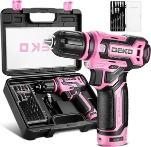 Cordless Drill:DEKOPRO 12V Power Battery Drill Set with Small 12V, Pink - Picture 1 of 7