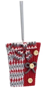 Melrose 3.25" Alpine Chic Rojo Blanco Gris Tejido Estilo Caja de Regalo Adorno de Navidad - Imagen 1 de 1