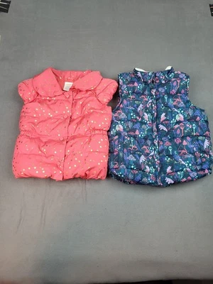 Lote De 2 Chaquetas Gymboree Niñas 5y A 8y Chaleco Puffer Ligero AOP Lindos Abrigos Foto 1 de 4