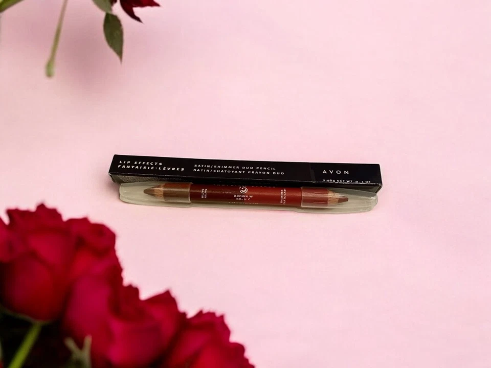 Lápiz dúo AVON Lip Effects marrón satinado/marrón brillo 0,01 oz. RARO DIFÍCIL DE ENCONTRAR Foto 1 de 4