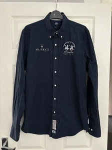 LA MARTINA Buenos Aires Maserati Long Sleeve Embroidered Shirt Navy Large L - Picture 1 of 10