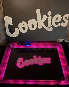 Glow Tray X Cookies (Black) LED Rolling Tray - By Glow Tray - Brand New. - Picture 1 of 2