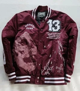 Brooklyn Cloth Sinner Skull Jacket Black Men's Size Small Maroon Button - Picture 1 of 8