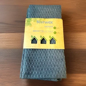 Norwex Set of 4 Cloth Napkins Gray Solid Diamond Pattern BacLock New in Package - Picture 1 of 4