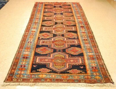 OLD,ANTIQUE CAUCASIAN KOURD KAZAK DESIGN RUG 4'5" x10'4" ULTRA RARE COLOR,DESIGN - Image 1 of 4