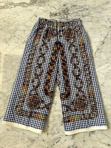 TRICOT COMME DES GARCONS BLUE GINGHAM PANTS w YELLOW PRINTS - BNWT ! - Picture 1 of 12