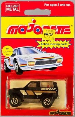Vintage Majorette Ford Bronco 4x4 / #251 / Black w/ Gold-Silver Squares / France - Image 1 of 4