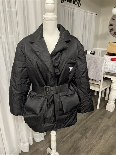 Blazer imbottito con cintura in nylon Prada ristampa nuovo con etichetta taglia large